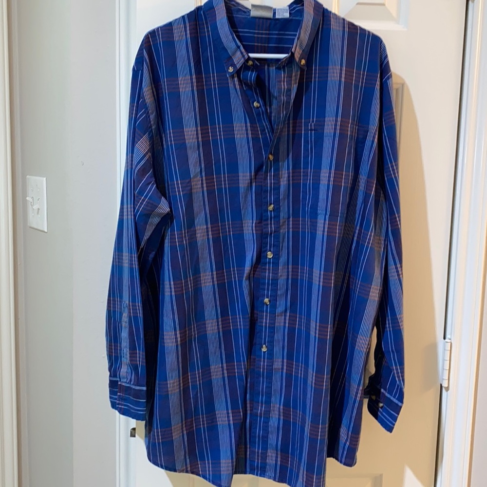 Blue Plaid Saddlebrook Button-down Men’s Dress Shirt - Size 2XLT